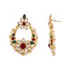 Cutout Kundan Earrings with Enamel Stones - Image 3
