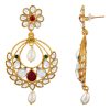 Floral Chandbali Earrings with Enamel Stones - Image 3