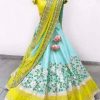 Turquoise and Yellow Lehenga Choli