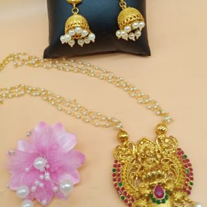 Triple Faux Pearl Strand Lakshmi Necklace