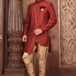 rust-asymmetrical-indowestern-sherwani