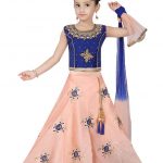 kids peach blue lehenga