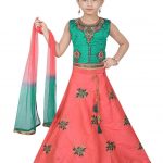 kids-green-peach-lehenga