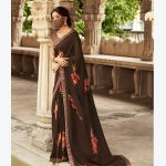 chocolate-georgette-saree