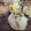 White Beaded Lotus Potli with Faux Pearls - Image 2