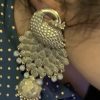 Gray Peacock Jhumka Earrings - Image 2