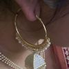 White Hoop Jhumka with Dangling Beads - Image 2