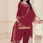 red-dhoti-mirror-work-style