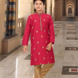 red-silk-embroidered-kurta