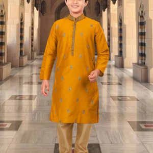 mustard-silk-embroidered-kurta
