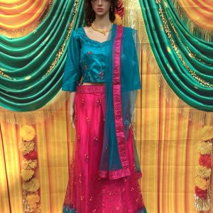 Blue and Pink Lehenga Choli