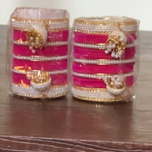 Magenta Velvet Jhumka Bangle Set