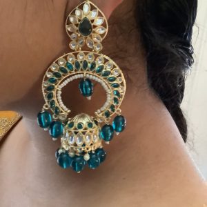 Teal Jhumka with Dangling Beads