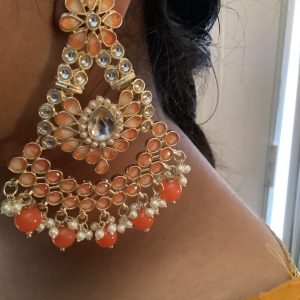Ombre Orange Chandabali Cutout Earrings