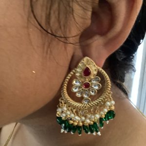 Traditional Temple Round Beaded Studs with Stones