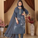 gray-silk-kurti-set