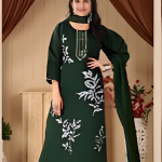 green-silk-kurti-set