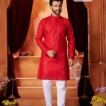red-cotton-sequin-embroidered-kurta