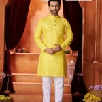 yellow-embroidered-cotton kurta