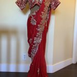 red-floral=embroidered-saree