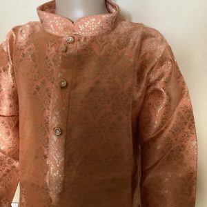 peach and gold kurta set