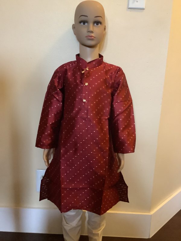 burgundy and gold kurta pajama