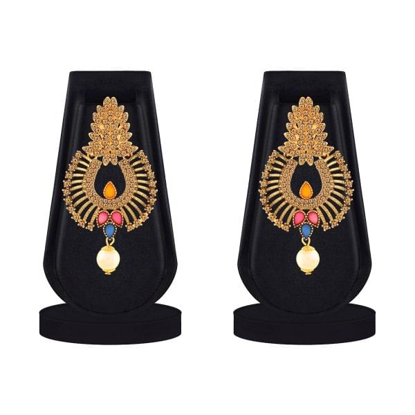 Multicolor Gold Tone Dangling Earrings - Image 2