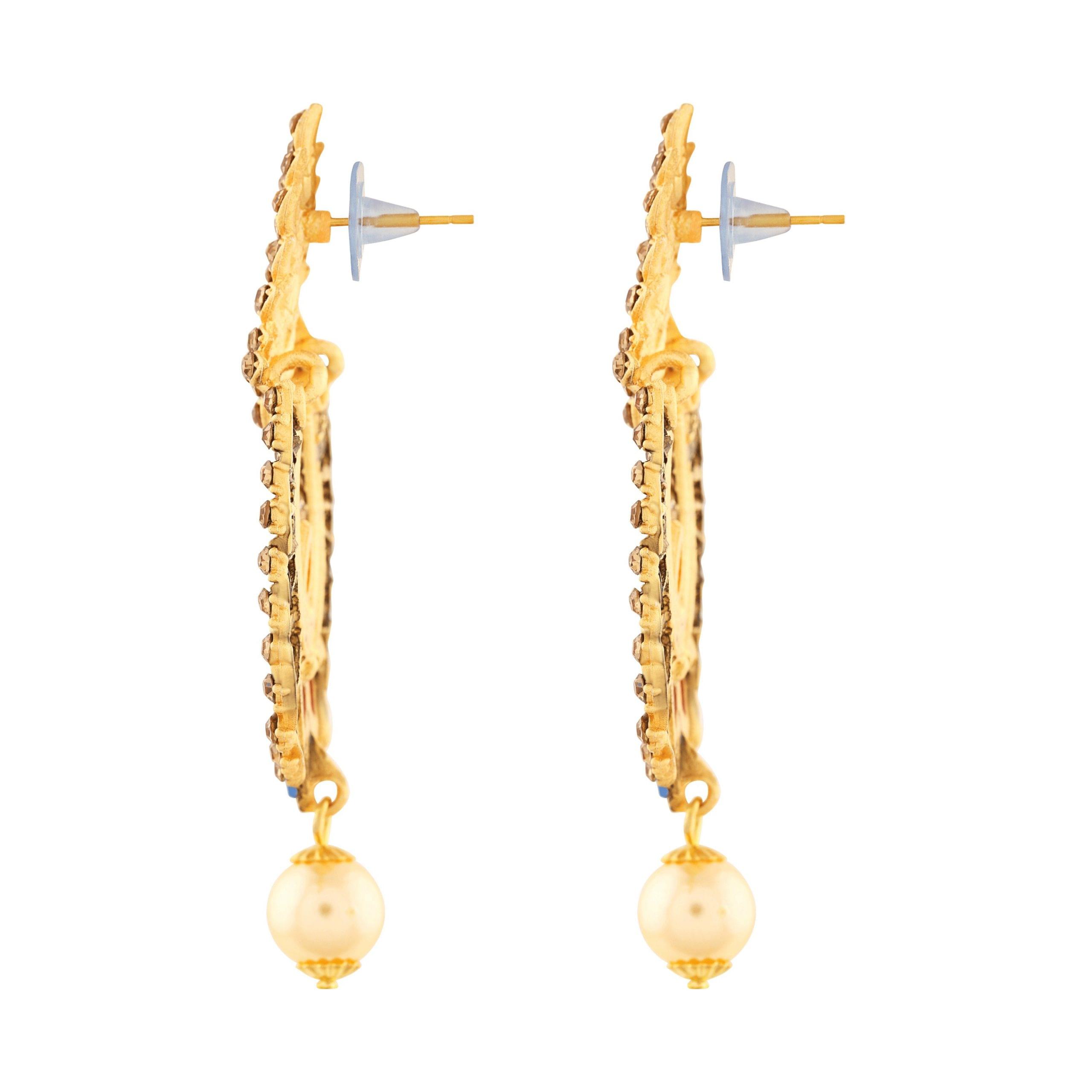 Multicolor Gold Tone Dangling Earrings - Image 3