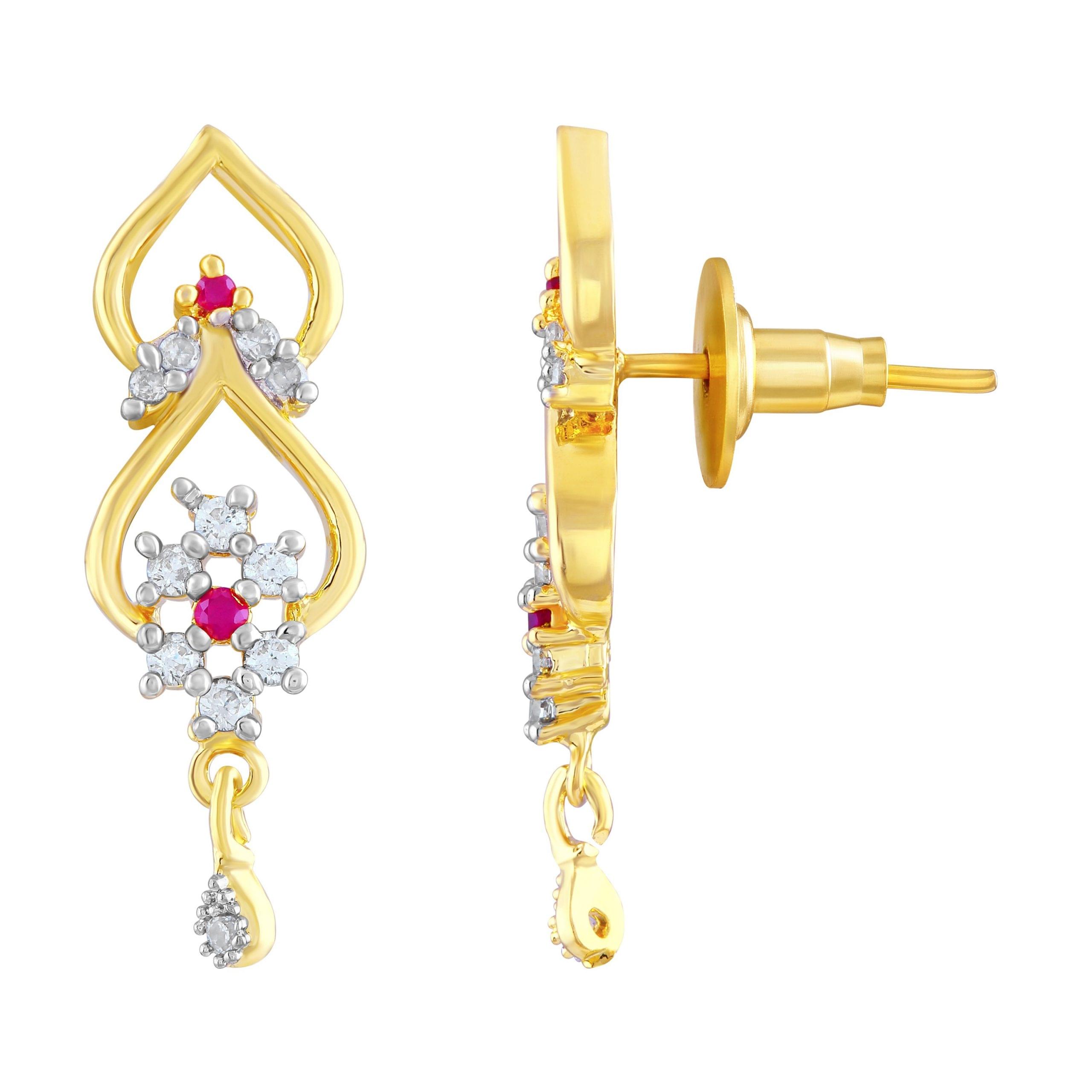 Gold American Diamond Dangle Earring - Image 3