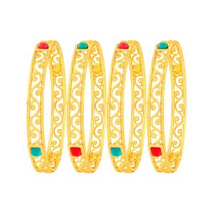 gold-plated-bangles-with-red-and-green-stones