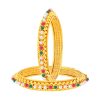 Multistone Gold Bangle Set with Faux Pearls - Image 2