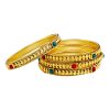 Enamel Gold Bangle Set with Braid Design - Image 2