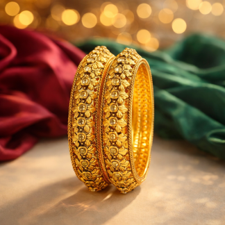 Champagne Studded Gold Bangle Set