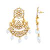 White Dangle and Gold Plated Earrings - Image 3