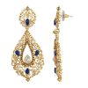 Blue Filigree Dangle Earrings with CZ Stones - Image 3