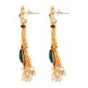 Trapezoid Floral Dangle Earrings with Swirl Design - Image 2