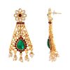 Trapezoid Floral Dangle Earrings with Swirl Design - Image 3