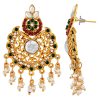 Round Filigree Dangle Earrings with Leaf Top - Image 3