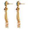 Gold Cutout Chandbali Earrings with Floral Accent - Image 2