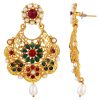 Classic Colored Chandbali Earrings with Dangle - Image 3
