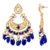 Blue Cutout Chandbali Earrings with Dangle - Image 3