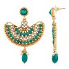 Traditional Green Chandabali Earrings - Image 3