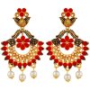 red-floral-kundan-earrings