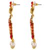 Red Floral Kundan Earrings with Cutout - Image 2