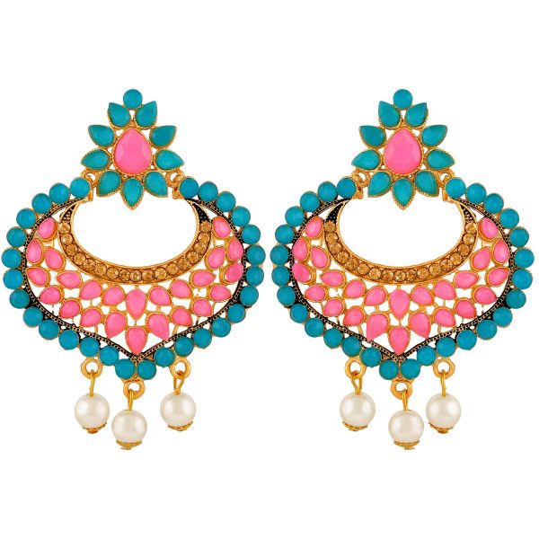 Pink-Turquoise-Kundan-Earrings