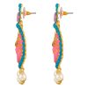 Pink-Turquoise Kundan Earrings - Image 2