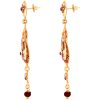 Traditional Red Enamel Gold Tone Dangle Earrings - Image 3