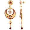 Traditional Red Enamel Gold Tone Dangle Earrings - Image 2