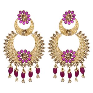 magenta-chandbali-dangle-earrings