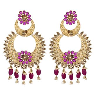 magenta-chandbali-dangle-earrings
